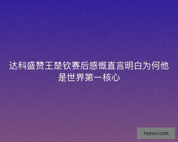 达科盛赞王楚钦赛后感慨直言明白为何他是世界第一核心